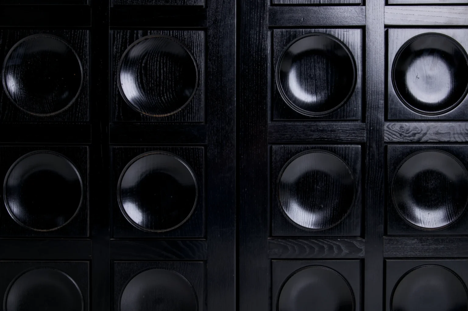 Studio Menzel - Black Brutalist Bar Cabinet Circles Details