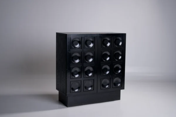 Studio Menzel - Black Brutalist Bar Cabinet Circles Belgium