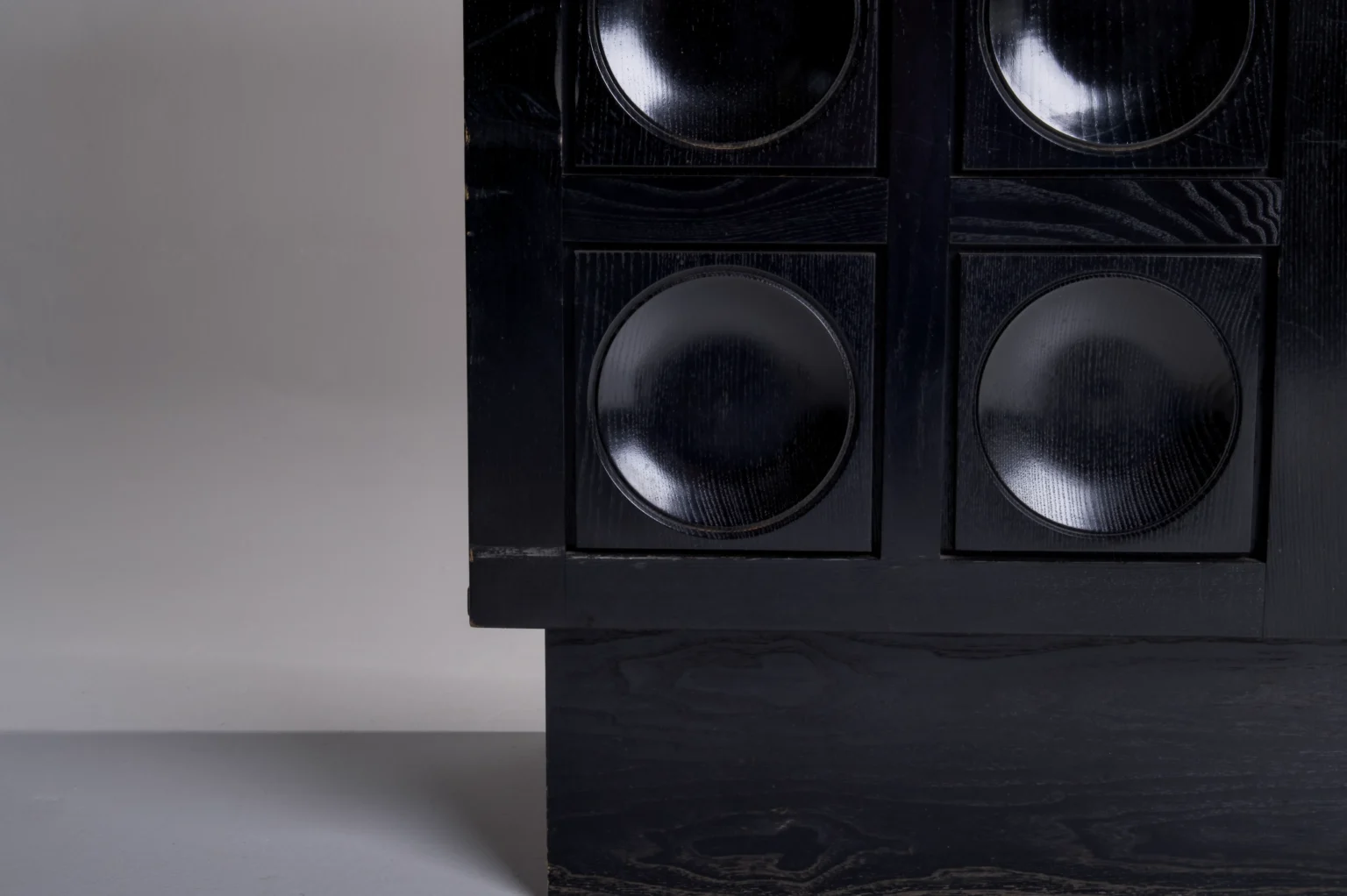 Studio Menzel - Black Brutalist Bar Cabinet Circles Details