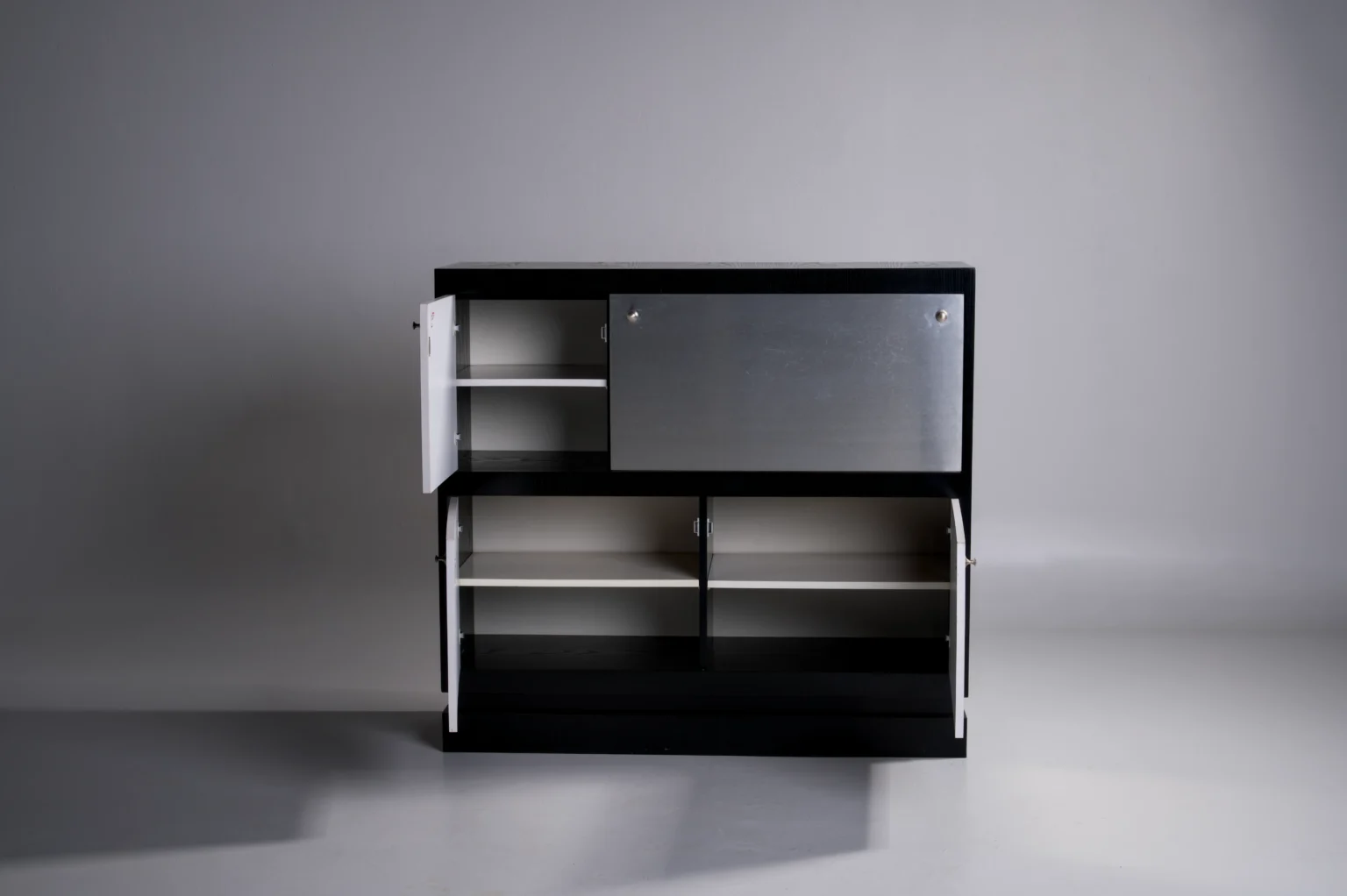 Studio Menzel - De Coene Aluminium Black Brutalist Bar Cabinet Belgium