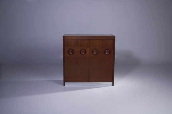 Brutalist Bar Cabinet in Mahogany Belgium '70s