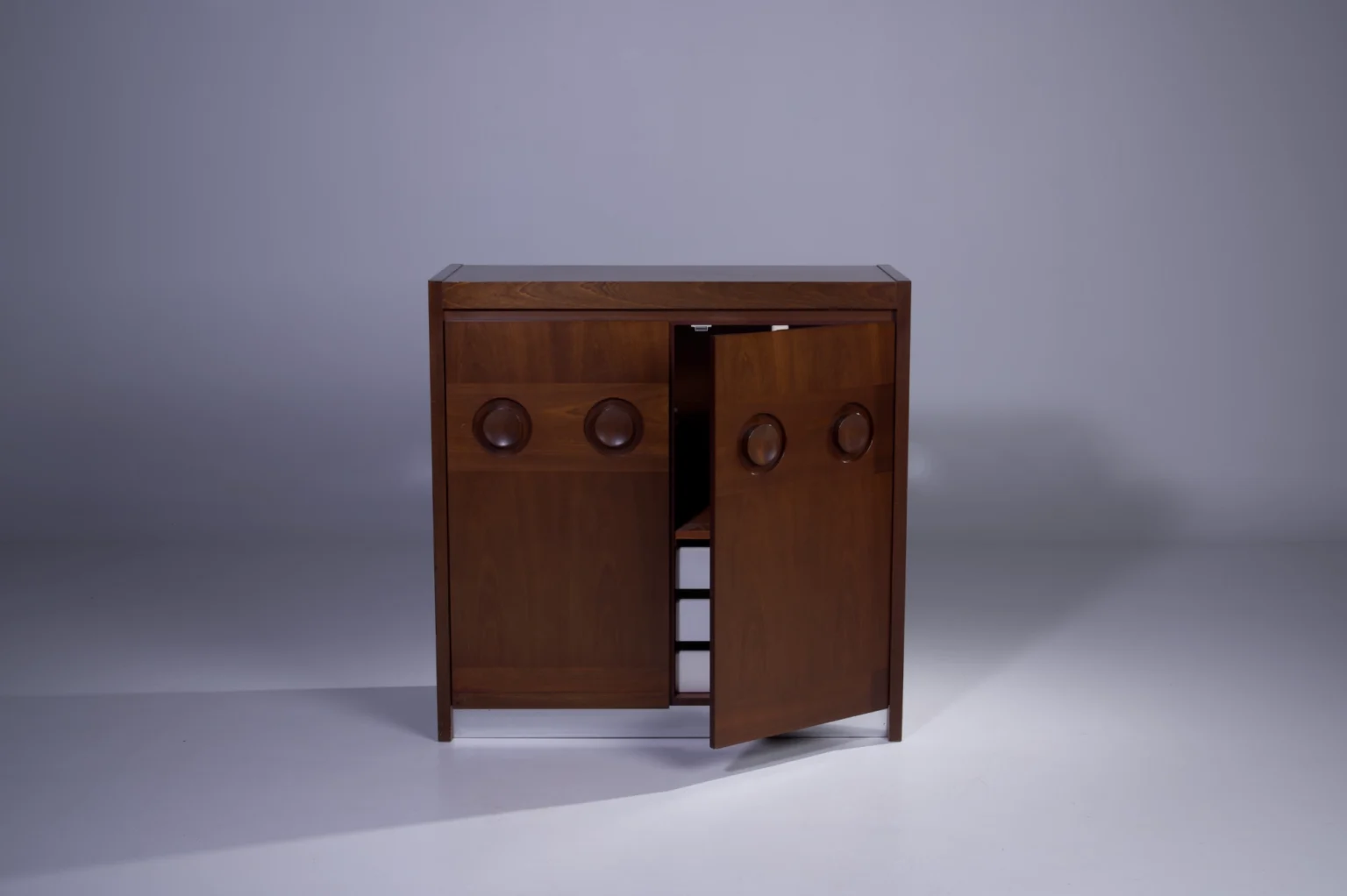 Brutalist Bar Cabinet Open Doors