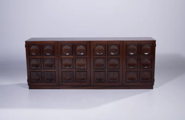 Belgian Brutalist Sideboard In Stained Mahogany