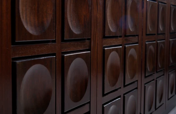 Belgian Brutalist Sideboard In Stained Mahogany
