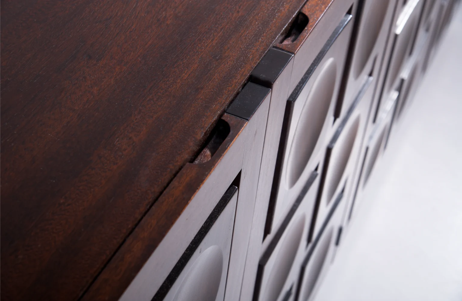 Belgian Brutalist Sideboard In Stained Mahogany