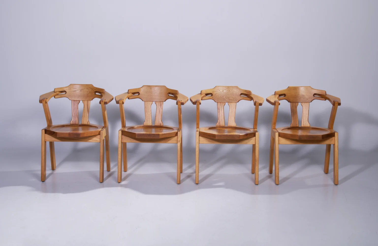 Brutalist Oak Dining Chairs