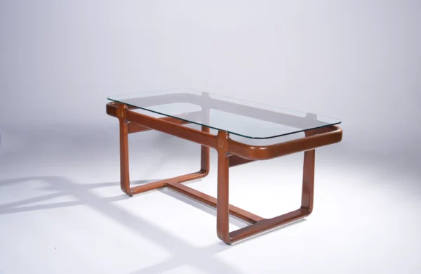 Italian Desk / Dining Table Glass Wood