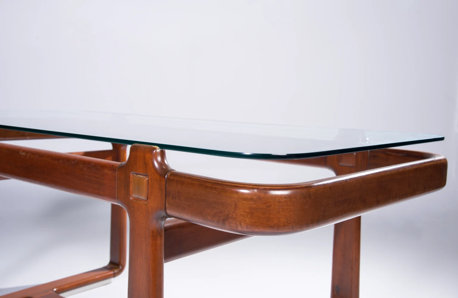 Italian Desk / Dining Table Glass Wood